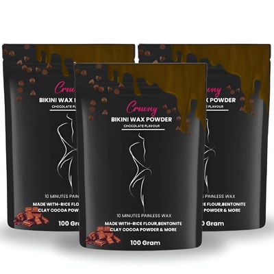 Crowny Chocolate Bikini Wax Powder for Hair Removal | Painless 10 Min Hair Removal for Women & Men | No Harmful Chemicals, No Irritation | Herbal Waxing Powder for Hands, Legs, Underarms & Bikini