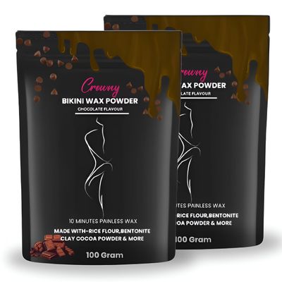 Crowny Chocolate Bikini Wax Powder for Hair Removal | Painless 10 Min Hair Removal for Women & Men | No Harmful Chemicals, No Irritation | Herbal Waxing Powder for Hands, Legs, Underarms & Bikini