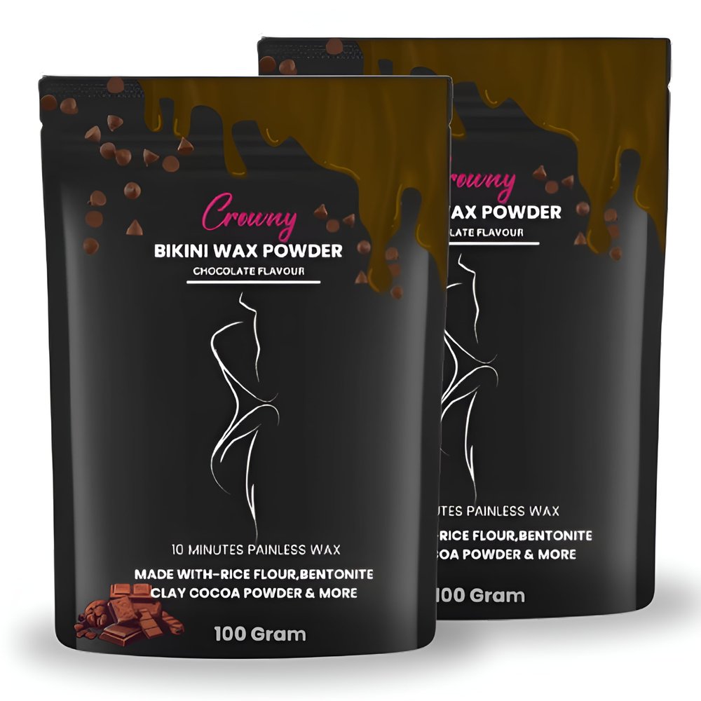 Crowny Chocolate Bikini Wax Powder for Hair Removal | Painless 10 Min Hair Removal for Women & Men | No Harmful Chemicals, No Irritation | Herbal Waxing Powder for Hands, Legs, Underarms & Bikini
