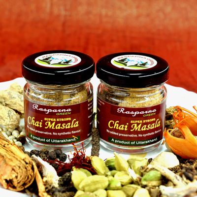 Rasparna Green Homemade Ayurvedic Chai Masala Tea Seasoning Herbal Natural Tea Flavoring Powder 30g (15gx2) cardamom, clove, kesar, ashwagandha, mulethi, jaifal, javitri, Himalayan herbs