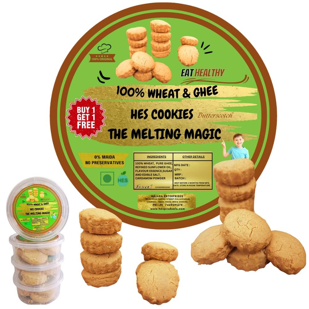 HES COOKIES 100 g - FULL WHEAT | PURE GHEE | 0% MAIDA | HEALTHY SNACKING | SOFT & TASTY | MOUTH MELTING | DAILY FOOD FOR KIDS