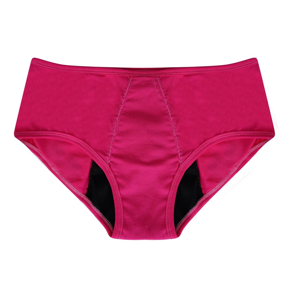 HAHP Leak-Proof Period Underwear, Low to Heavy Flow, Reusable, Stain Free, Use with Pad for Girls & Women, Hipster, Cotton, Leakproof Layer, Black & Pink, Set of 2 (in, Alpha, L, Regular, Hot Pink)