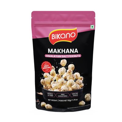 Bikano Makhana Himalayan Salt | Roasted Foxnut | Crunchy Light Snack | Ready to Eat | 50g Pack