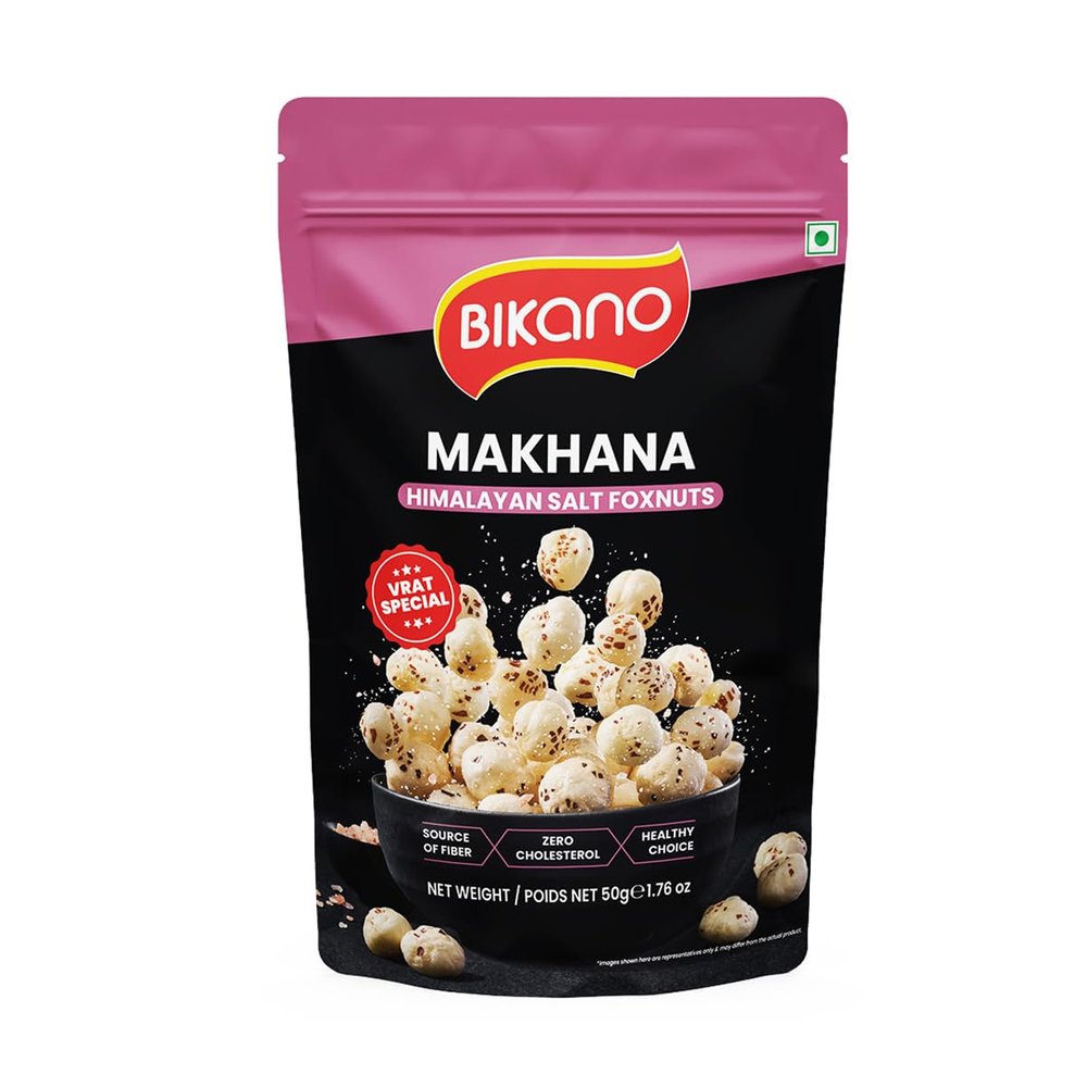 Bikano Makhana Himalayan Salt | Roasted Foxnut | Crunchy Light Snack | Ready to Eat | 50g Pack