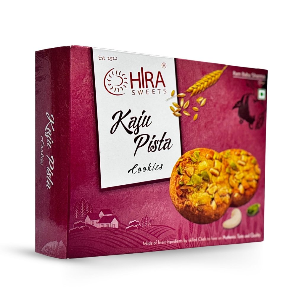 HIRA SWEETS Kaju Pista Cookies (400g x 2) | Rich, Healthy Cashew & Pista Biscuits | Preservative-Free | Perfect for Gifting | Nutrient-Packed Tea Time Snacks | Handmade, Natural Taste