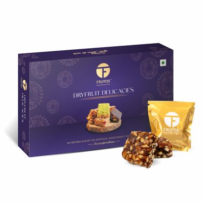 Frutox Dry Fruit Bites Barfi 8 Pcs|4 Flavor Assorted Box| Healthy & Nutritious| Made with Natural Ingredients with No Added Sugar| Perfect for Gifting & On The Go Snacking