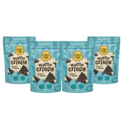 The Belgian Waffle Co Cookie N Cream Waffle Crisps 85gms (pack of 4)