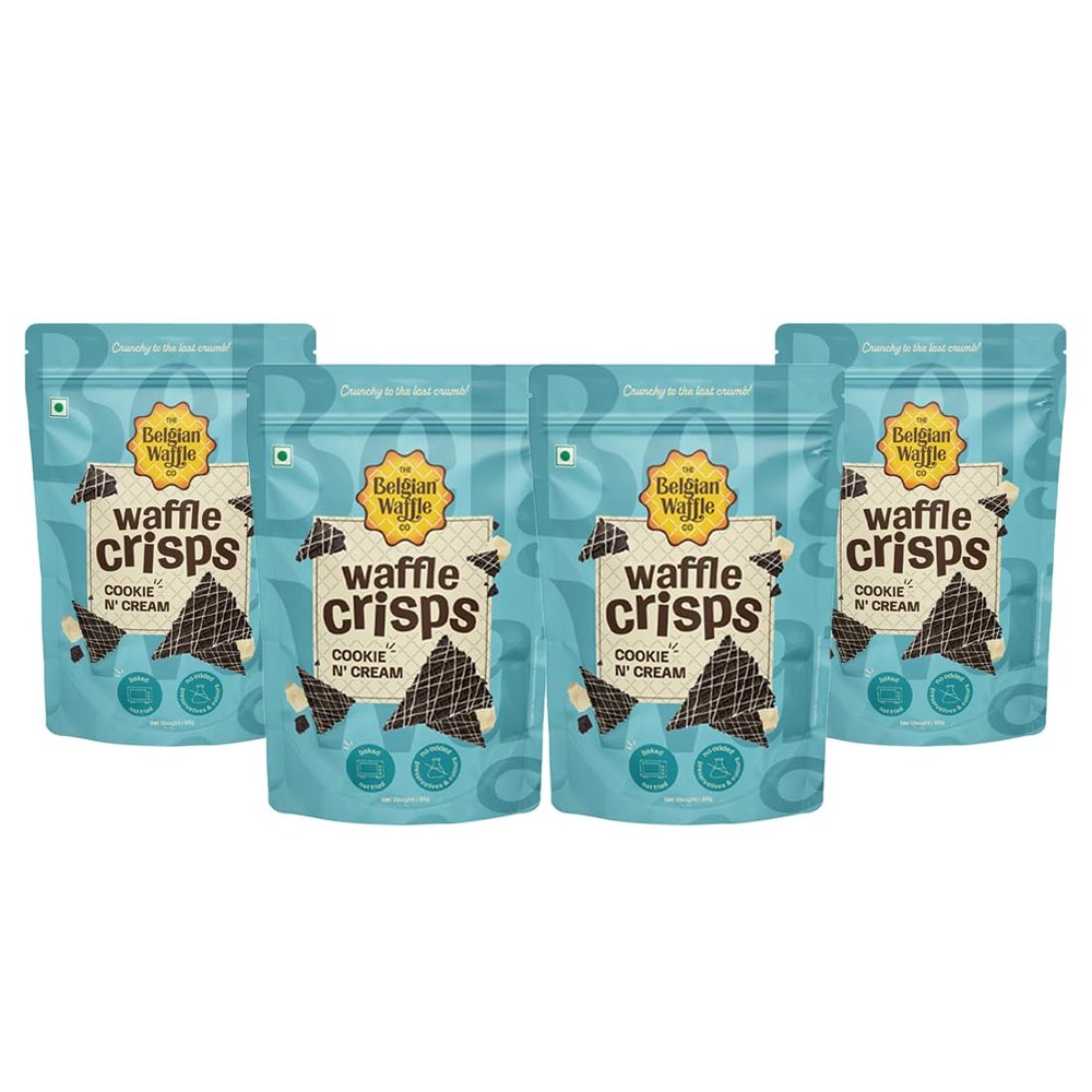 The Belgian Waffle Co Cookie N Cream Waffle Crisps 85gms (pack of 4)