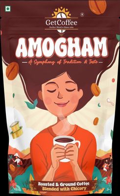 Amogham Filter Coffee Powder, Pack of 250g: A Bold Robusta Blend with 20% Chicory, Plant-Based, Indian Origin, Roast and Ground Coffee.
