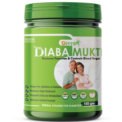 Divya Shree Diaba Mukti Powder Help to Control Blood Sugar Naturally with Neem, Karela, Gurmar, Jamun, Methi, Shilajit, Guggal, & More Ayurvedic Herbs, 100% Support for Diabetes