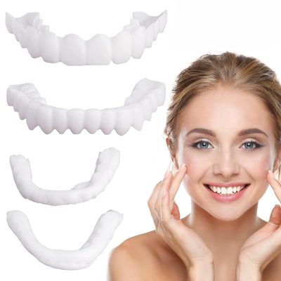 FlavorHaus Snap On Smile Teeth Veneers Comfortable Flex Fit Dentures for Top & Bottom Teeth | White Tooth Cosmetic Cover