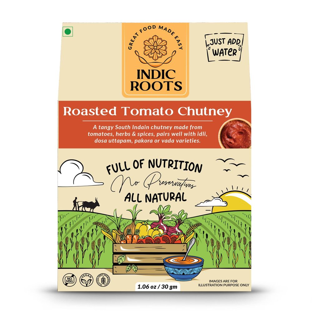 Indic Roots Roasted Tomato Chutney, Traditional Flavors Pantry, (30G), No MSG