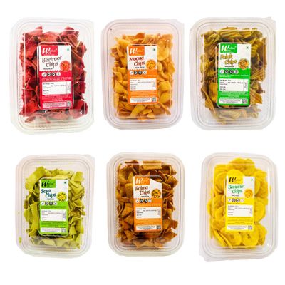Wadianwale Gluten free Healthy Chips Combo Pack | 6 Varieties | Beetroot, Moong, Palak, Soya, Rajma, Banana Chips | Masala and Salty Flavours | 170g each