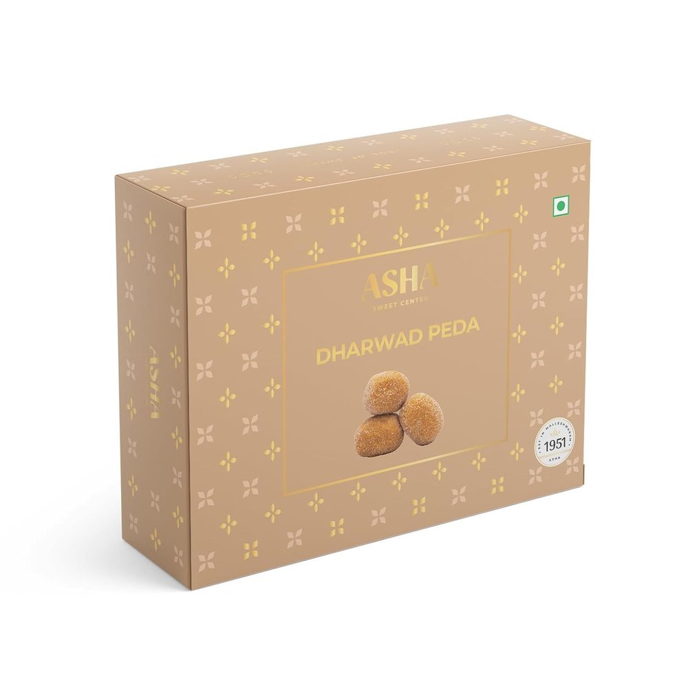 ASHA SWEETS Dharwad Peda 200g - Pack of 1 | Taste Our Premium Babusingh Thakur Peda | Handcrafted Milk Sweet Box, Fresh Indian Mithai, Authentic Indian Sweets & Traditional Flavor | Gift Box
