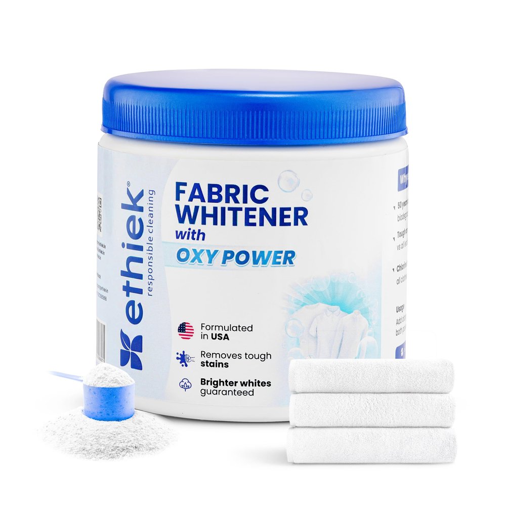 Ethiek Fabric Whitener for White Clothes 100% Chlorine Bleach-Free Formula | Detergent Add-On for Brighter Whites, Stain Removal & Anti-Yellowness | 400 g