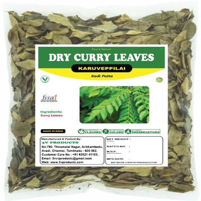 3V PRODUCTS Dry Curry Leaves - Pack of 2x50g - Kadi Patta | Murrya koenigii | Karuveppillai Leaves | Karibevu