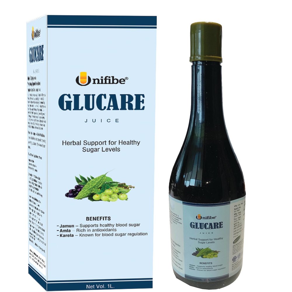 Unifibe Glucare Diabetic Care Juice | Karela, Jamun, Amla, Tulsi & Herbal Blend | Supports Sugar Control, Manages Glucose Level & Immunity | 1 Litre | 100% Natural & Ayurvedic Sugar Free Juice