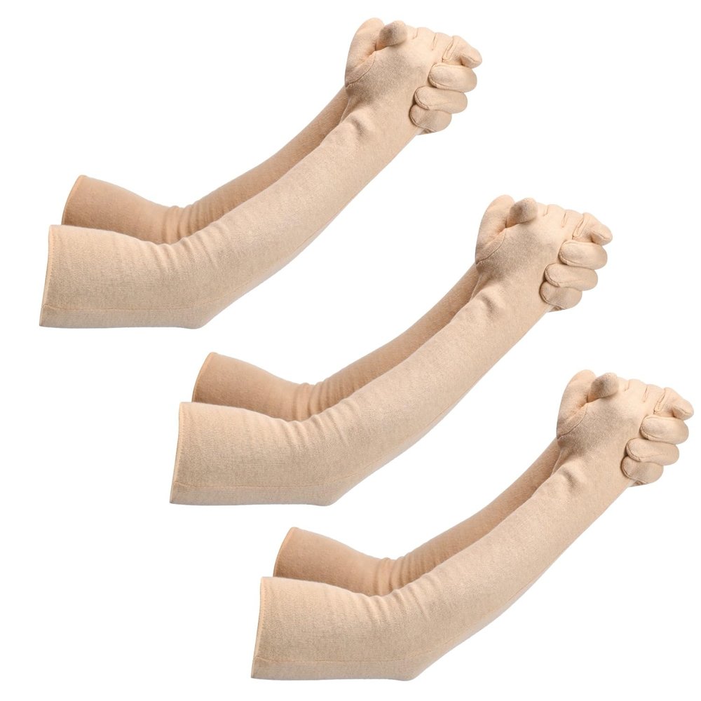 HAUNKY Presents Mens And Womens Hand Protection Long Gloves Sun Protection Gloves Hand Long Gloves Cotton Arm sleeves Summer Gloves For Driving Or Sports (Pack Of 3). (Skin, Free- Size)