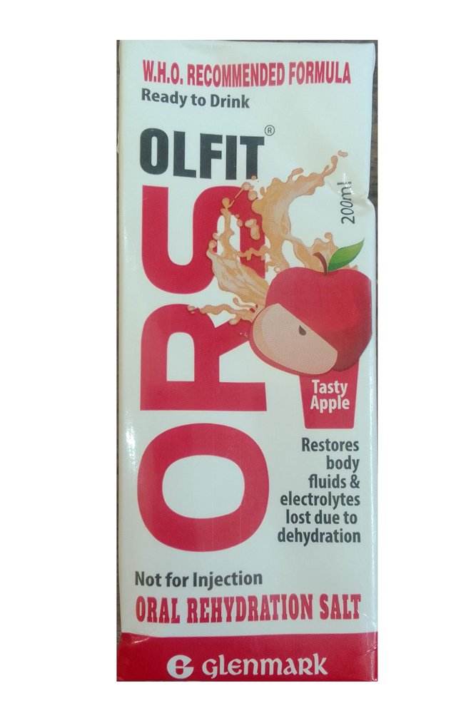 OLFIT Apple Flavoured Oral Rehydration Salt, WHO Formula, 200ml, Ready to Drink, pack of 9