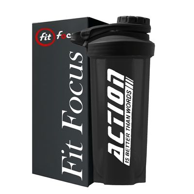 FIT FOCUS (2025) Plastic Shakers For Protein Shake Bottle Gym Shaker Bottle With Extra Compartment Shaker Mixer Bottle Shaker For Gym 600ML