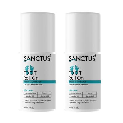 20% Urea Foot Cream Roll On 50ml | For Dry & Cracked Heels | With 2% Lactic Acid, Hylauronic Acid & Vitamin E | Helps Repair and Moisturise Cracked Heels - 50ml (Pack of 2)