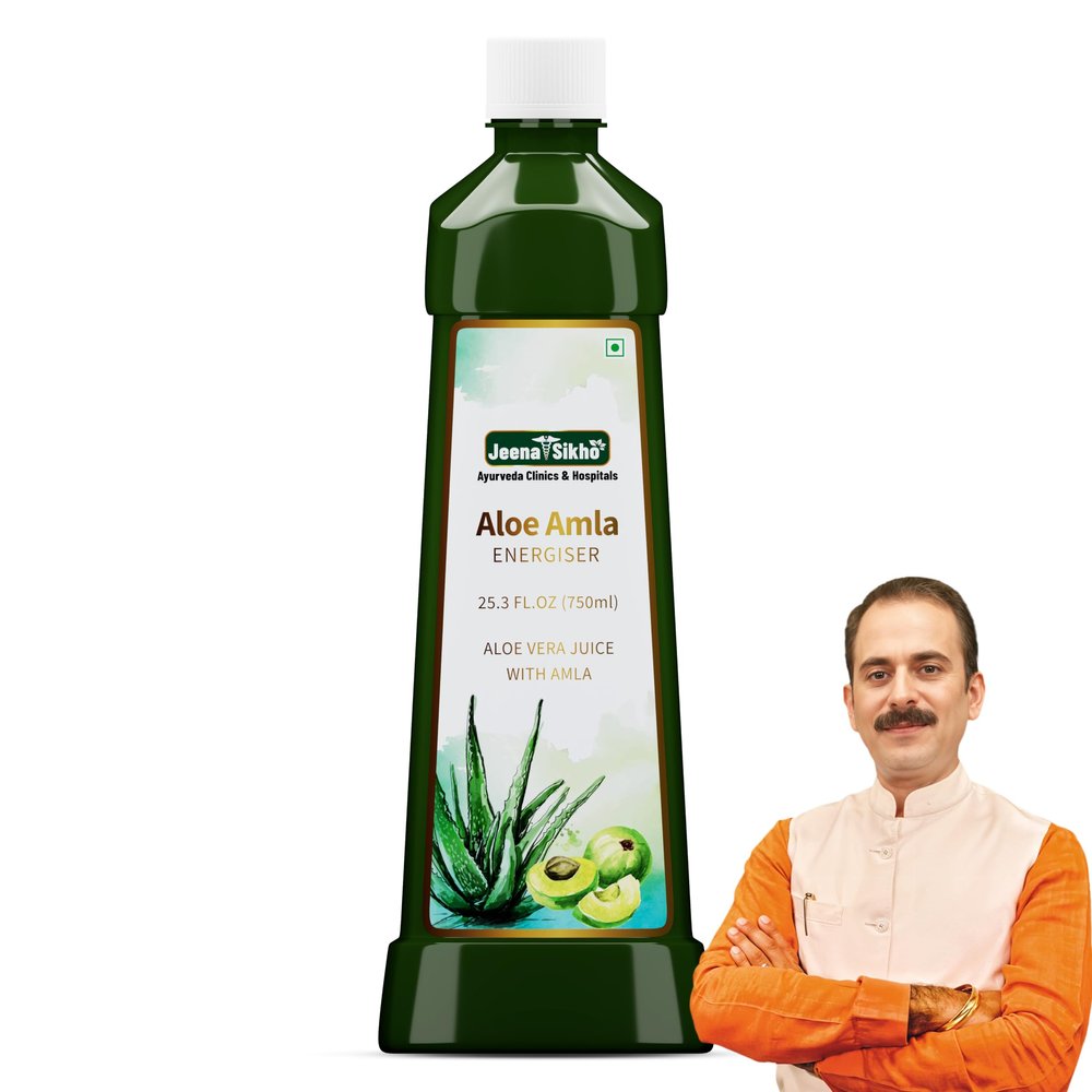 Jeena Sikho Aloe Amla Energiser | Cold Pressed Juice for Detox & Digestion | Pure & Natural Aloe Juice with Extracts of Amla, 750 ml