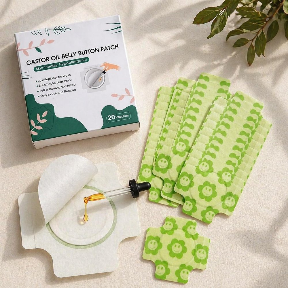 RAXIMEL Castor Oil Belly Button Patch | Disposable Castor Oil Pack for Liver Detox, Belly Fat & Wellness | Skin-Friendly, Leak-Proof, Hypoallergenic Patches (20 Pcs)