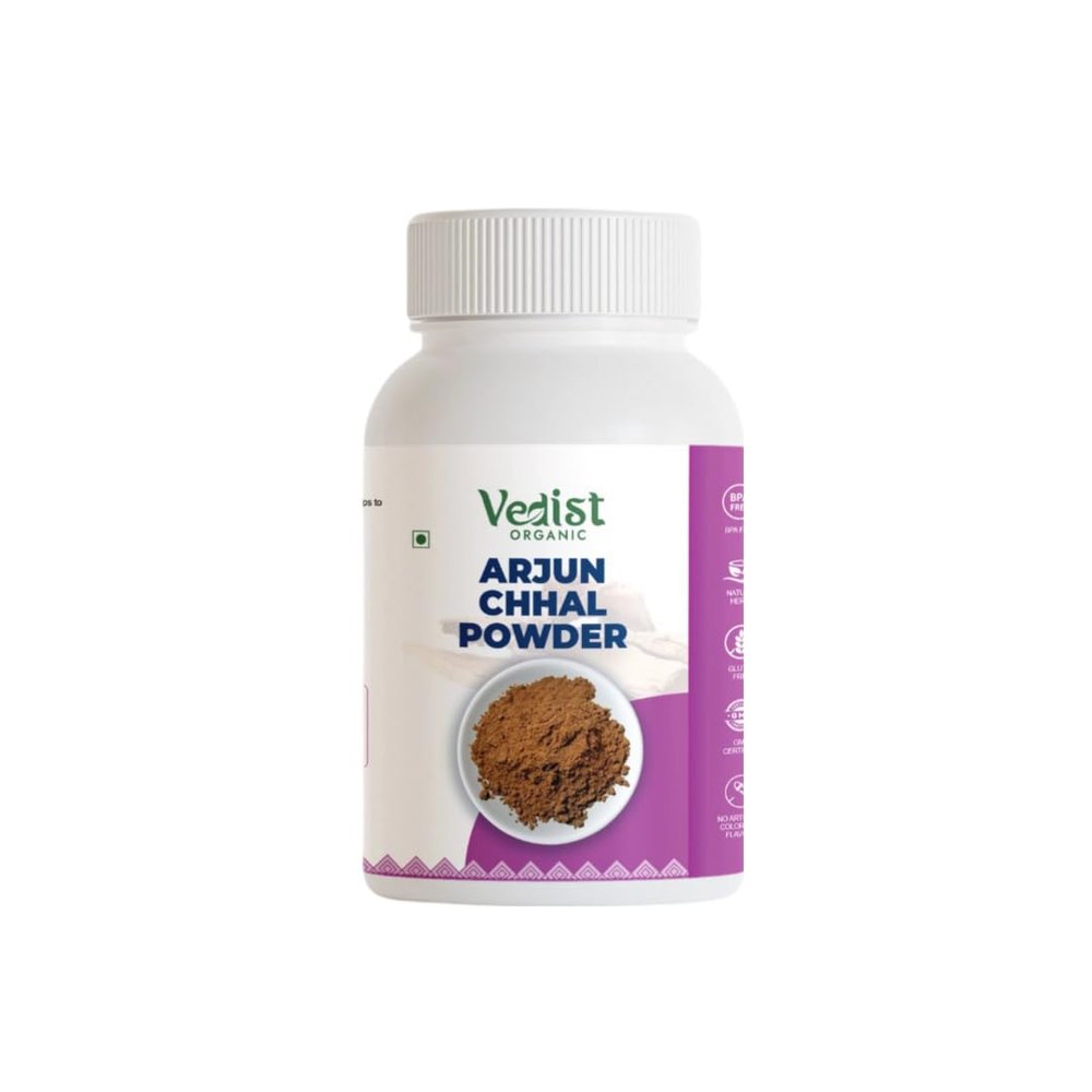 Vedist Organic Arjun Chhal Powder 100g | Ayurvedic Heart Health Support | Herbal Supplement for Blood Pressure Balance, Cholesterol & Circulation