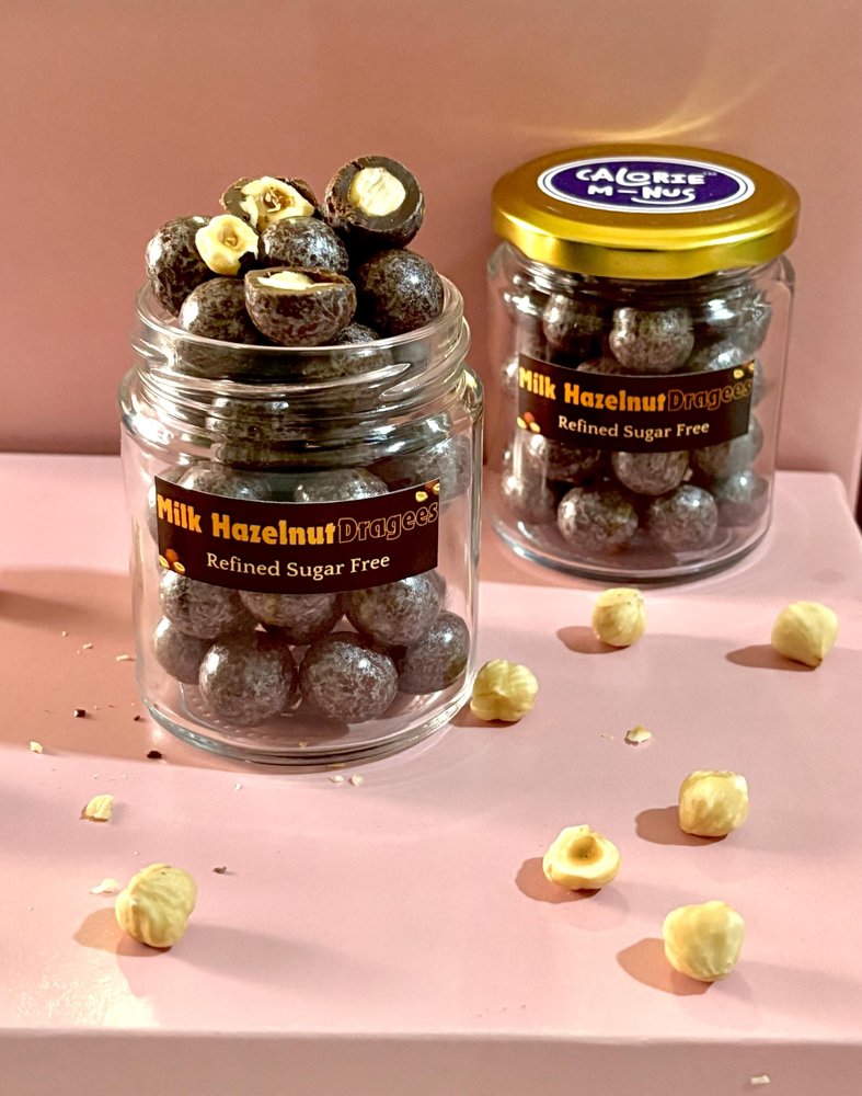 Calorie Minus Sugar Free Milk Hazelnut Dragees | Premium Chocolate Coated Hazelnuts | Sugar Free Chocolate