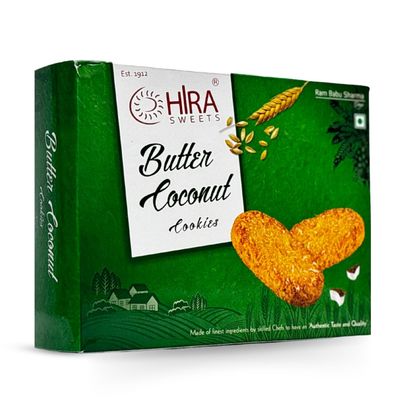 HIRA SWEETS Butter Coconut Cookies (400g x 2) | Healthy Cookies Biscuits | Authentic Taste and Quality | Handmade Cookie | Natural & Preservatives Free | Tea Time Snacks | Ideal for Gifting Pack of 2