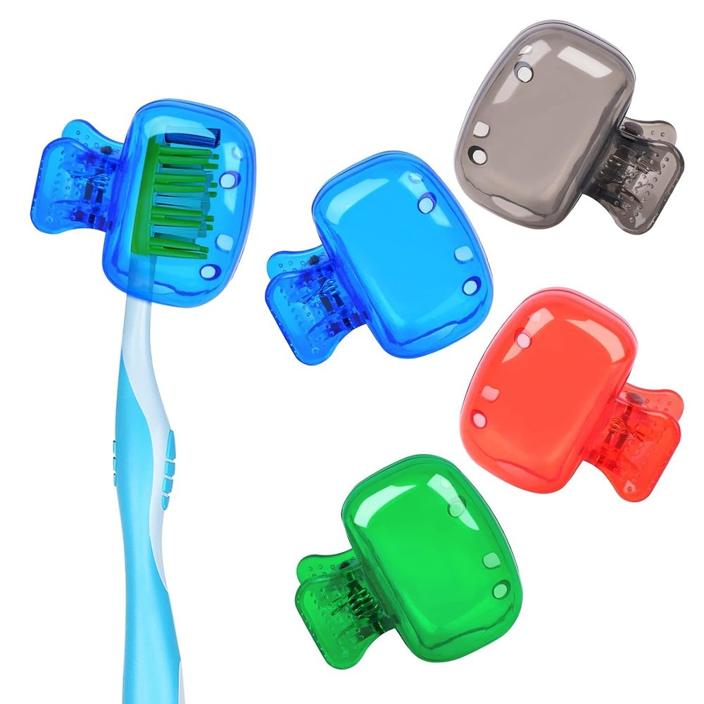 AMIRATE Toothbrush Head Cover Cap Toothbrush Coverings Clips Portable Toothbrush Protector for Bathroom Home Travel Toothbrush Case (Toothbrush Head Cap Pck of 4)