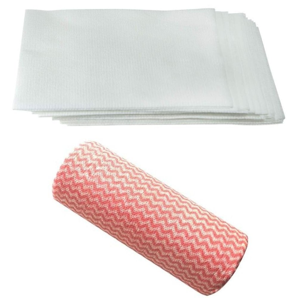 Combo of Non-Woven Kitchen Towel Roll | 80 Pulls | Green Kitchen Cloth | 80 Pulls || Lint-free and Residue-Free | Washable and Reusable Roti Wrap | 30 Sheets | White Roti Wrap | Washable and Reusable