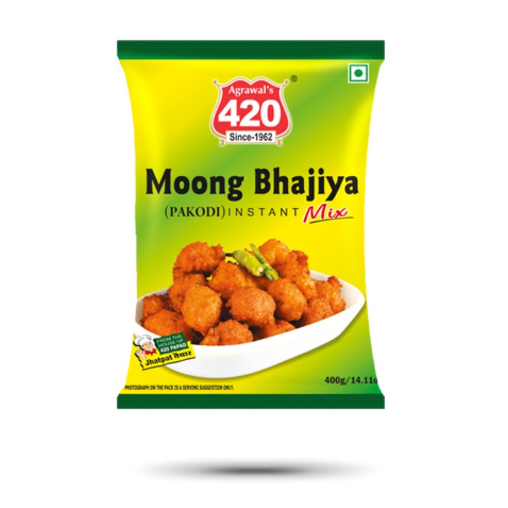Agrawal's 420 Moong Bhajiya Mix | Healthy & Authentic Instant Snack Ready in 10 Minutes | Tasty & Crispy Bhajiya With No Preservatives & Artificial Colors | Pack of 1, 200G