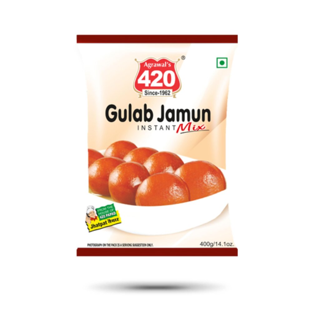 Agrawal's 420 Gulab Jamun Mix | Authentic Indian Instant Dessert Mix for Soft & Juicy Gulab Jamun | Quick & Easy to Prepare | Pack of 1, 400g