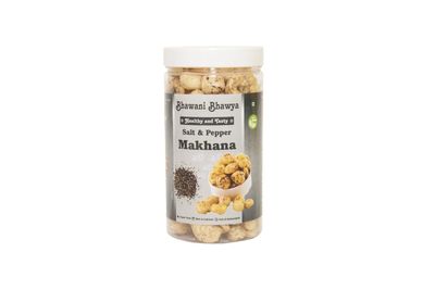 Bhawani Bhawya Roasted Makhana, Salt & Pepper Flavour| Delicious Meets| Nutritious |No Palm oil| Nourished &crunchy|Gluten-Free| Superfood | Nutrient Rich| Trans-Fat Free |pack of 1 (80gm)
