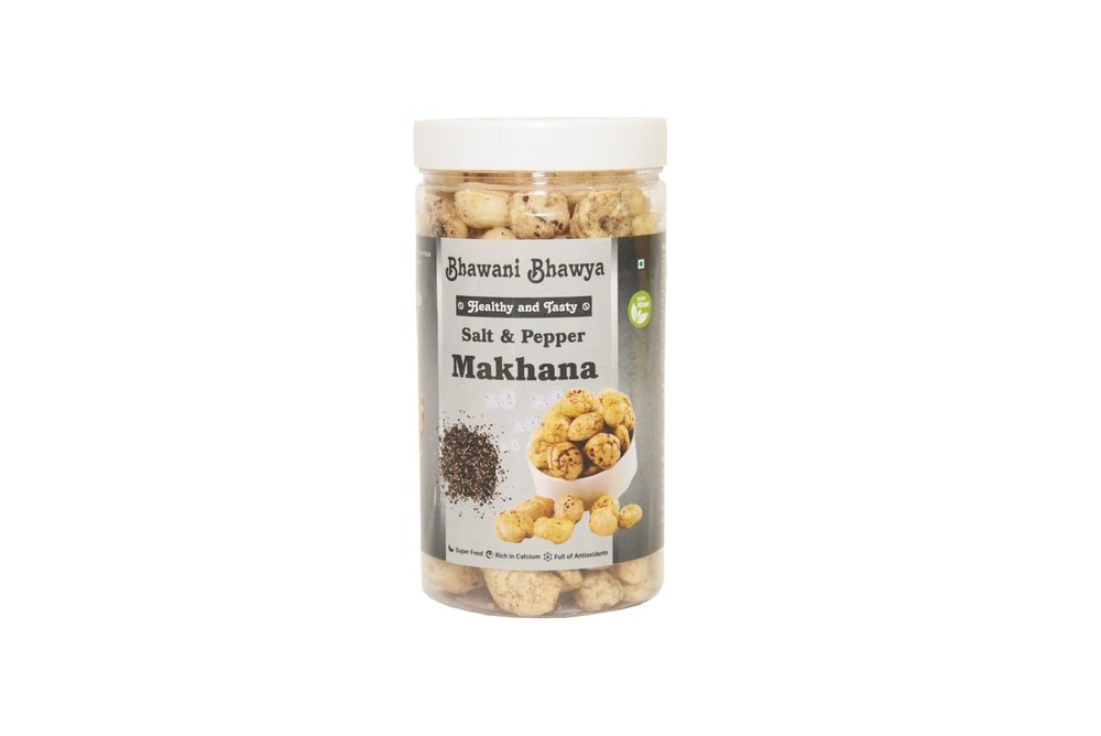 Bhawani Bhawya Roasted Makhana, Salt & Pepper Flavour| Delicious Meets| Nutritious |No Palm oil| Nourished &crunchy|Gluten-Free| Superfood | Nutrient Rich| Trans-Fat Free |pack of 1 (80gm)