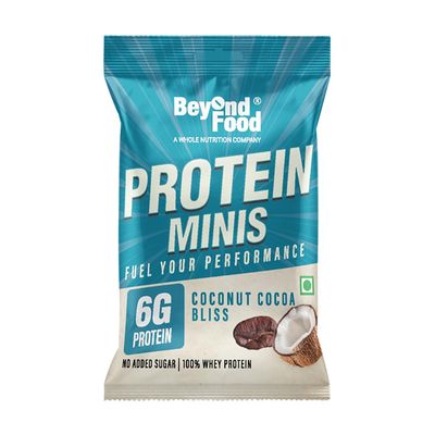 Beyond Food Protein Minis, 6g Protein  Coconut Cocoa Bliss Flavour & Pack of 6-100% Whey Protein with No Added Sugar - Healthy Energy Snacks  Ideal for Gym, Workout, Office, Travel & Muscle Support