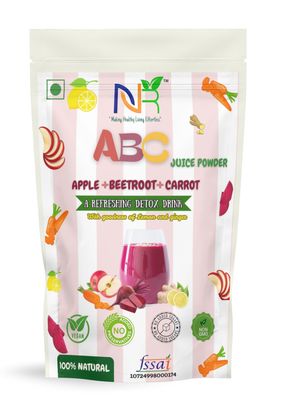 ABC Juice Powder (200.0 Gram), Apple Beetroot Carrot Detox Drink Mix with Lemon and Ginger, Vegan, 100% Natural ,Instant Blend for Heart, Digestion, Skin & Energy Boost | No Added Sugar, No addedColor, No added Salt, No added Preservatives | Refreshi