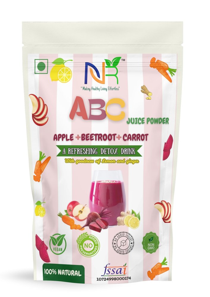 ABC Juice Powder (200.0 Gram), Apple Beetroot Carrot Detox Drink Mix with Lemon and Ginger, Vegan, 100% Natural ,Instant Blend for Heart, Digestion, Skin & Energy Boost | No Added Sugar, No addedColor, No added Salt, No added Preservatives | Refreshi