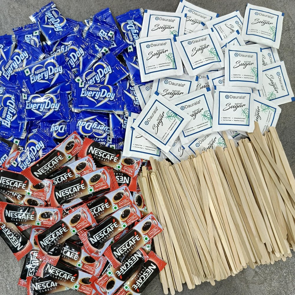 Nescaffe Classic Coffee Sachets With Daurala Sugar Sachets Combo With Everyday Dairy Creamer Sachets | Stirrer Stick (50pcs), Daurala Sugar (50pcs), Coffee (50pcs), Creamer (50pcs)