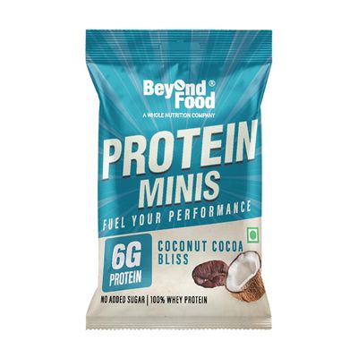 Beyond Food Protein Minis, 6g Protein  Coconut Cocoa Bliss Flavour & Pack of 9-100% Whey Protein with No Added Sugar - Healthy Energy Snacks  Ideal for Gym, Workout, Office, Travel & Muscle Support