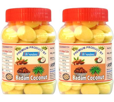 SHIVANDANA Coconut Peda | No Preservative Real Coconut Toffee Candy | Kesari Badam Goli Soft & Chewy Nariyal Peda 600 GMS
