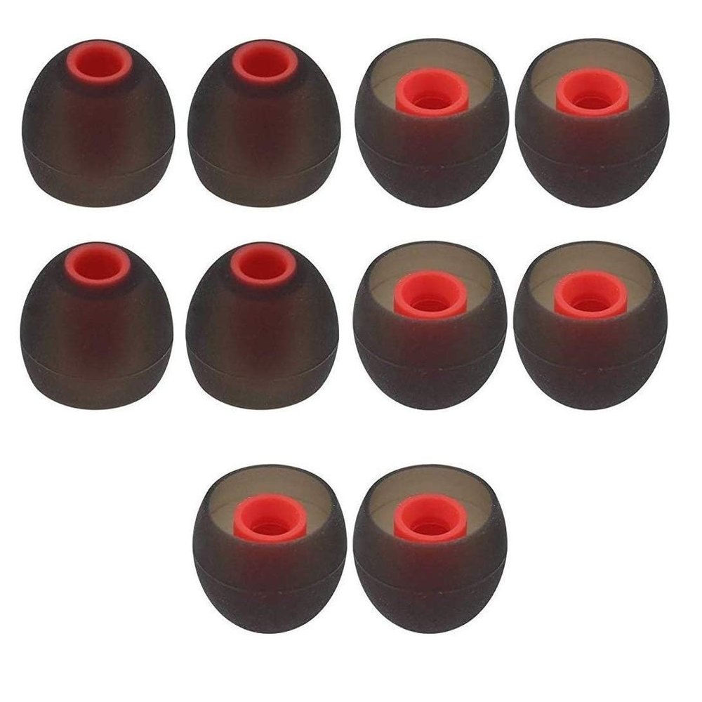 Silicone Rubber Earbuds Tips, Eartips, Earpads, Earplugs, for Replacement in Earphones and Bluetooth Medium Size (10 Pcs (5 Pair), Black)