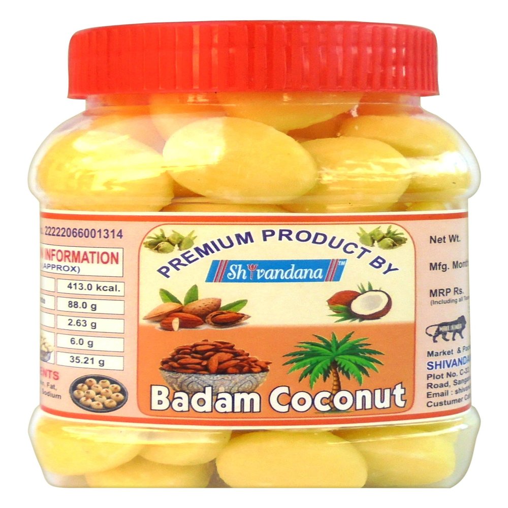 SHIVANDANA Coconut Peda | No Preservative Real Coconut Toffee Candy | Kesari Badam Goli Soft & Chewy Nariyal Peda 600 GMS