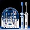 9UP 6Pcs Set Soft Bristle Toothbrush For Kids | Astronaut Theme Toothbrush For Children | Extra Soft Toothbrush For Tongue Cleaning and Gum Protection (Blue & White, Standard) view 1