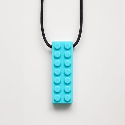 Abley's Sensory Chew Necklace, Silicone Block Design, Food-Grade Material for Anxiety Relief and Teething (Blue)