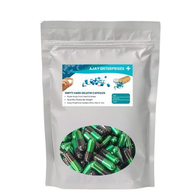 Ajay Enterprises SIZE 0 (500 MG) Empty Gelatin Capsules (PACK OF 250) (METALLIC GREEN - BLACK, SIZE 0 (500 MG))