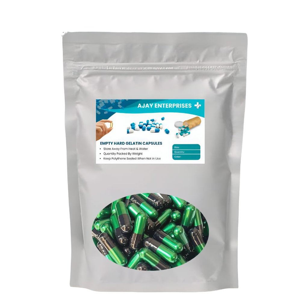 Ajay Enterprises SIZE 0 (500 MG) Empty Gelatin Capsules (PACK OF 250) (METALLIC GREEN - BLACK, SIZE 0 (500 MG))