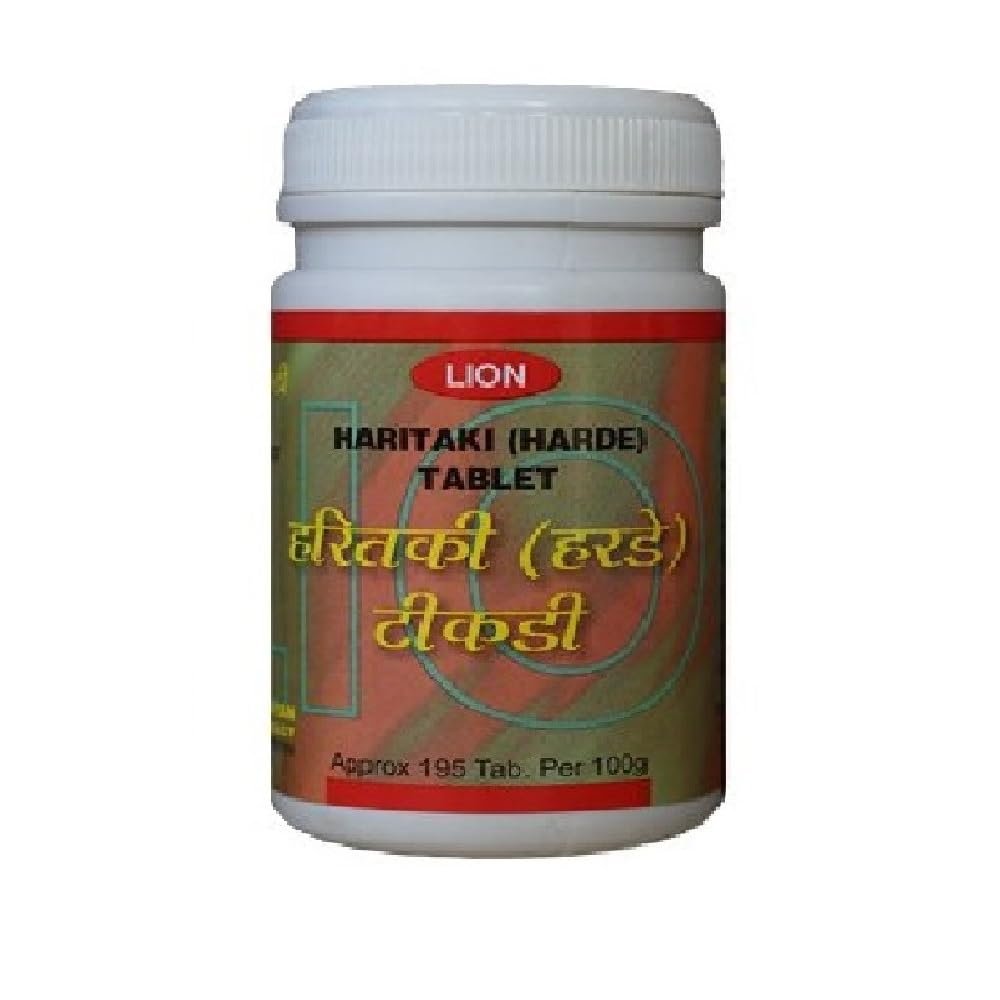 Lion Haritaki (Harde) Tablet | Ayurvedic Digestive & Detox Supplement | Supports Gut Health & Bowel Cleanse | Approx. (200 Tablet Pack Of 6)
