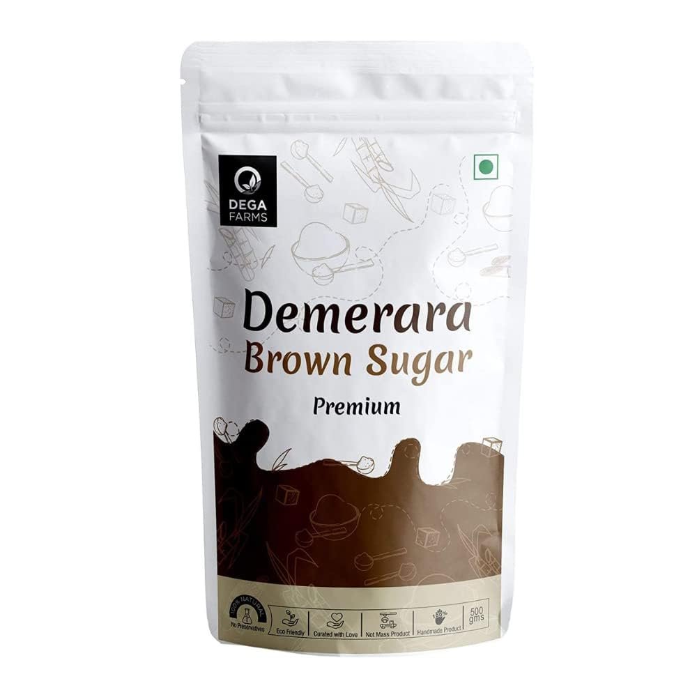 Dega Farms Demerara Brown Sugar 500gm | Organic & Chemical-Free | Raw Sugar from Fresh Sugarcane Juice | Rich in Minerals & Nutrients